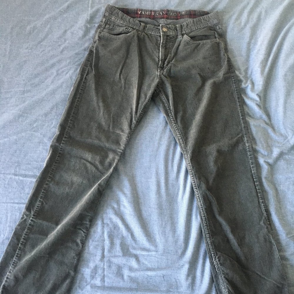 Grey American Eagle Corduroy Pants